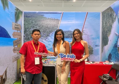 Seanderg team members showcase the 'Beachfront Bliss' concept to guests at TLEX Davao 2025.